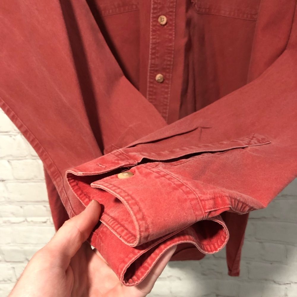 L.L. Bean Red Long Sleeve Button Up Men's Sz XXL - Picture 6 of 8